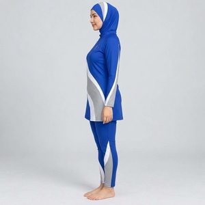 Ensemble Burkini 3 Pièces Modeste Grande Taille Imperméable Anti-Plis à Motif Imprimé sur le Devant Séchage Rapide - Product Image 2