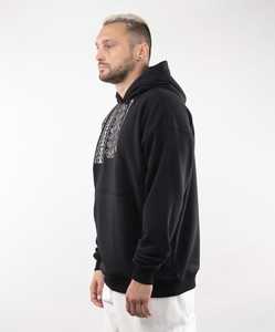 Sudadera con Capucha Negra para Hombre con Patrón Geométrico Bordado, Corte Regular, Estilo Casual, Ropa de Otoño - Product Image 3