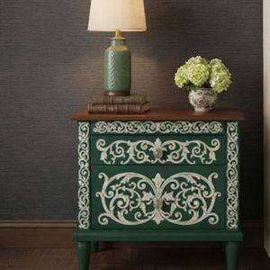 Vintage Traditional Solid Wood Farmhouse European Carved Nightstand <b>Bedside</b> <b>Table</b> for Bedroom Living Room - Product Image 1
