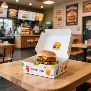 Caja de Hamburguesas Kraft Biodegradable y Ecológica Personalizada, para Papas Fritas, Hot Dogs, Pollo Frito, Hamburguesas, Impresión Offset con Protección UV - Product Image 1