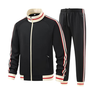 Survêtement décontracté pour homme avec rayures latérales, idéal pour le sport et les loisirs, fermeture éclair tendance - Product Image 1