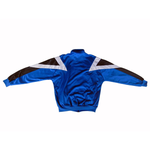 Royal Blue Satin Tricot <b>Tracksuit</b> Full Zip Color Block Black <b>White</b> Stand Collar Zipper Pocket Jogger Set Men Wholesale - Product Image 3