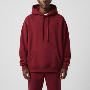 เสื้อฮู้ดดี้พรีเมียมคุณภาพสูงสำหรับฤดูใบไม้ร่วงและฤดูหนาว สีพื้น ปักโลโก้ได้ตามต้องการ สไตล์สตรีทแวร์ ผ้าฟลีซ ทรงโอเวอร์ไซส์สำหรับผู้ชาย ผลิตจากผ้าฝ้าย 100% - Product Image 3