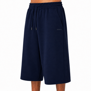 New Arrival Custom 100% Cotton <b>Baggy</b> Solid Mid Waist Breathable Heavyweight Fleece Jogger <b>Shorts</b> <b>Mens</b> Plus Size OEM - Product Image 1