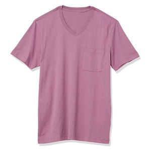 T-shirt à manches courtes personnalisé avec logo, plusieurs couleurs, décontracté, ample, basique, pour homme, col en V, en coton uni - Product Image 5