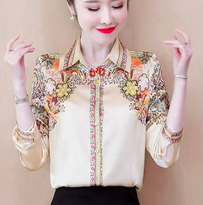 Camisas de Gasa con Estampado Floral para Mujer, Blusas de Oficina, OEM, Primavera-Otoño, Manga Larga, Casuales, Blusas Mujer - Product Image 4