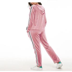 Conjunto de Chaqueta de Forro Polar y Pantalones de Chándal de Terciopelo Ajustados de Algodón, de Lujo, con Logotipo Personalizado, de Gamuza, de 2 Piezas, para Mujer - Product Image 3