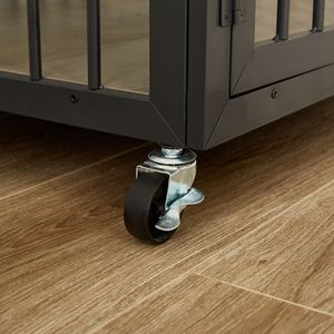 Style de meuble 43.3 ''W X 29.9' 'D X 33.5 ''H Caisse pour chiens en fer forgé gris avec porte et ouvertures latérales pour maisons et meubles pour animaux de compagnie - Product Image 3