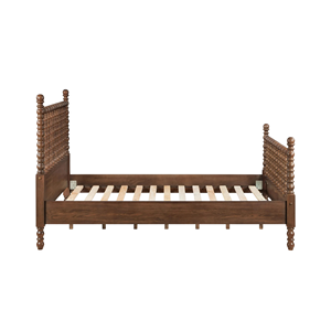 Cadre de lit classique en teck massif, taille Queen, avec tête de lit à tiges, mobilier de chambre traditionnel - Product Image 3
