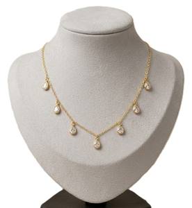 สร้อยคอเพชรโพลกี้ทำมือ ทองคำแท้ 10K 14K รูปทรงลูกแพร์ เพชรแล็บ สไตล์มินิมอล เหมาะสำหรับใส่ซ้อนกัน เป็นของขวัญสำหรับเธอ - Product Image 3