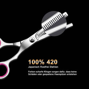 Tijeras de Entresacar Profesionales de Acero Inoxidable para Salón y Barbería, Juego para Diestros con Punta de Cuchilla Ancha, Logotipo Personalizable, 28 Dientes - Product Image 2