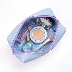 Bolsa de Cosméticos de Cuero PU de Fábrica BSCI con Cierre de Cremallera, Organizador de Maquillaje de Uso Diario, Logotipo Personalizado Rosa - Product Image 5