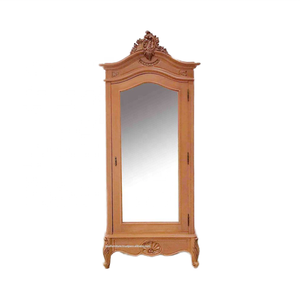 Armario de una puerta de madera de caoba maciza, armario, espejo de nogal, elegante, moderno, estilo francés, muebles de dormitorio, hogar, Hotel, Villa - Product Image 1