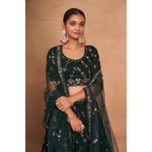 Muselina de algodón estilo indio con diseño de impresión digital y trabajo de espejo real con borde de encaje pesado listo Lehenga Choli Manufa - Product Image 5