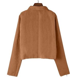 Veste en cuir suédé pour femme, design de mode personnalisé, manches longues, décontractée, hiver, usage régulier, meilleure qualité, vestes en cuir pour femmes - Product Image 3