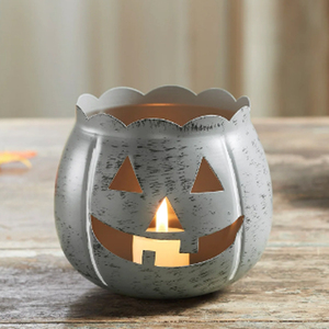 Halloween Lantern <b>Candle</b> Holder Antique Grey Fall Tabletop Seasonal Decor Votive <b>Candle</b> Holder Metal votives - Product Image 2