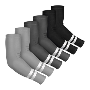 Unisex Solid Polyester Arm Sleeves UPF50+ Three-Quarter Length Sun Protection Gray <b>Black</b> <b>White</b> <b>Stripes</b> Reflective Arm Sleeves - Product Image 1