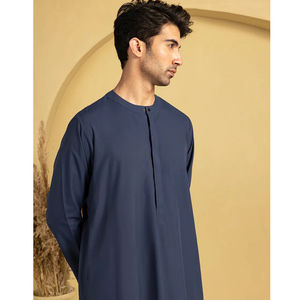 Adults Islamic Modest Solid Color Elegant Cotton Kaftan Jubbah <b>Thobe</b> High-quality Breathable Floor Length Comfortable - Product Image 4