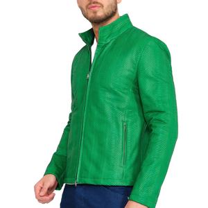 RIVIAN ATLANTIC Veste en cuir gaufré python vert pour hommes Nouvelle veste en cuir en peau de serpent Winter ODM/OEM Supply - Product Image 3