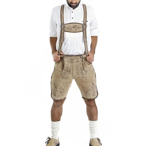 Pantalones Cortos de Cuero Bávaros Tradicionales Alemanes para Hombre, Pantalones Cortos de Cuero Bávaros Bordados de Alta Calidad para Disfraz de Oktoberfest - Product Image 1