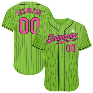 Camiseta de béisbol personalizada con rayas rosas para hombre, uniforme de equipo con botones, camisa deportiva de poliéster transpirable, nombre y número personalizados - Product Image 3