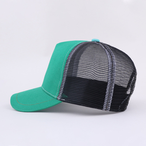 Hot Selling High Quality 5 Panel Green Trucker Cap Hat Design Mesh Trucker Hat Blank Custom Logo Hat - Product Image 3