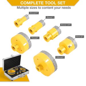 Kit de 6 forets diamantés pour carrelage, marbre, verre et granit, brasés sous vide - Product Image 2