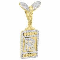 KRISHNAM JEWELS Pendentif logo Rolls Royce Hip Hop avec diamant, design tendance, bijoux unisexe, certifié par une tierce partie