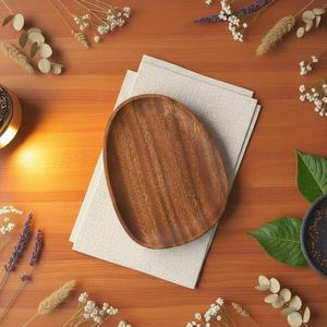 Wooden Breakfast Serving <b>Platter</b> Natural Wood Kitchen Tableware - Product Image 5