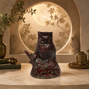 SHUBHAM Owl Shape Metal Candle Holder Resin Desk <b>Lamp</b> Stand Carved Animal <b>Table</b> Decor for Home <b>Study</b> - Product Image 1