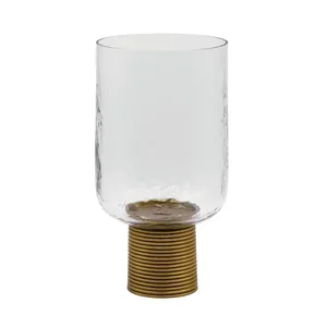 Cylinder <b>Hurricane</b> Candleholder Clear Glass With Gold Base Home Decoration - Product Image 1