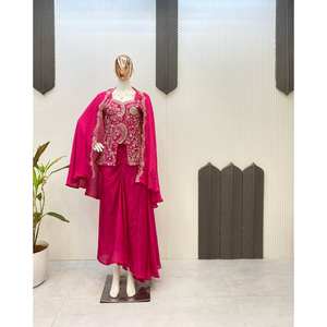 Conjunto Indo Western de tres piezas para mujer de diseñador para ropa de fiesta - Product Image 5