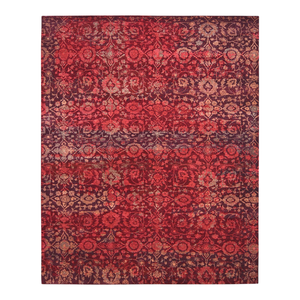 Hand-Knotted Silk & Wool <b>Rug</b> Oxidized Floral Distressed Design Low <b>Pile</b> Medium <b>Thickness</b> Luxury Living Room Carpet - Product Image 2