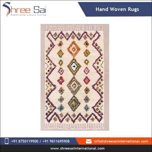 พรมทอลายเรขาคณิตสีเบจ ผ้าฝ้ายทอมือ สไตล์มินิมอล ทอแบบแบน เหมาะสำหรับการเดินทาง ตกแต่งบ้านสไตล์โมเดิร์น โทนสีกลางๆ - Product Image 2