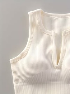 Womens V Cutout Racerback Sports <b>Bra</b> <b>Stretch</b> Compression Fitness Bralette Circular Knit Gym Singlet Everyday Athleisure Tank - Product Image 2