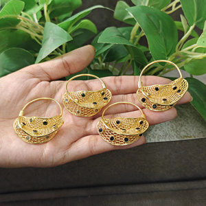 Pendientes de Aro Chapados en Oro de 18K con Ónix Negro, Cuarzo Blanco y Cuarzo Verde, Joyería Moderna y Minimalista para Mujer, Ideal para Fiestas - Product Image 1
