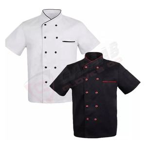 Hommes été-Chef à manches courtes hôtel restaurant-cuisine cuisine noir-blanc uniforme T-shirts coton Chef serveurs-manteaux et vestes - Product Image 2