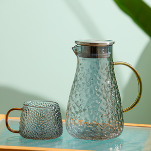 Brocca per <span class=keywords><strong>Acqua</strong></span> Fredda in Vetro Borosilicato Stile Americano Moderno da 61oz, Manico in Vetro Resistente al Calore, Coperchio in Acciaio Inox, per Uso Domestico - Product Image 3