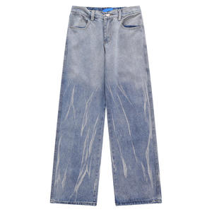 Pantalones Vaqueros Rectos para Hombre, Cintura Media, Ecológicos, Transpirables, Corte Holgado, Estilo Retro, Ropa Urbana, Personalizados con Estampado - Product Image 1