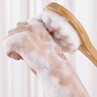 Gant de Douche Exfoliant Écologique en Bambou à Long Manche avec Poils Doux Nano Naturels pour Massage du Dos et du Corps, Utilisation Humide ou Sèche
