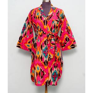 Vestido hecho a mano para mujeres y niñas, camisa india de algodón con estampado ikat, camisón largo, maxi, suave, cómodo, vestido de novia, venta al por mayor - Product Image 1