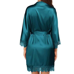 Bata de Novia de Encaje Floral para Mujer, Kimono de Satén, Lencería Transparente, Ropa de Dormir Sexy, Bata de Boda, Ropa de Noche de Satén OEM - Product Image 3