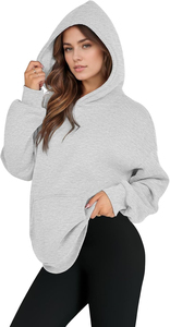 Sudadera con capucha extragrande para mujer, de forro polar grueso, estilo pullover, con hombros caídos, corte holgado y bolsillo canguro - Product Image 5