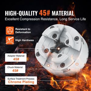 Mandrino per tornio in metallo pneumatico a 4 griffe KP96, diametro 3,75 pollici, autocentrante, per accessori di macchine tornio di precisione - Product Image 2