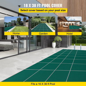 Copertura di Sicurezza Rettangolare per Piscina Interrata 16x36ft, Rete Solida Impermeabile con Fori di Drenaggio, Coperture e Avvolgitori per la Sicurezza della Piscina - Product Image 2