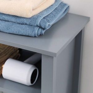 Mobiletto da Bagno Moderno in MDF Grigio Scuro e Acciaio con Maniglia in Acciaio Inossidabile - Product Image 6