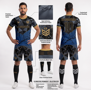 Maillot de football personnalisé imprimé par sublimation, uniforme de football à séchage rapide, kit d'entraînement et de match, logo brodé, micro-mesh respirant - Product Image 3