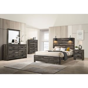 Rustico contemporaneo cinque cassetti di stoccaggio 1pc marrone finitura in legno camera da letto mobili - Product Image 5