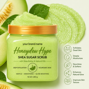 Honeydew Hype Shea Sugar <b>Body</b> <b>Scrub</b> Deep Exfoliating Moisturizing Organic <b>Body</b> Polish with Shea Butter & Natural Oils Wholesale - Product Image 3