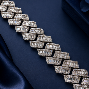 18ct <b>White</b> Gold Moissanite Brilliant Cut Cuban Link Tassel <b>Bracelet</b> for Men's Luxury High Polish Wedding Party Daily Wear Gift - Product Image 1